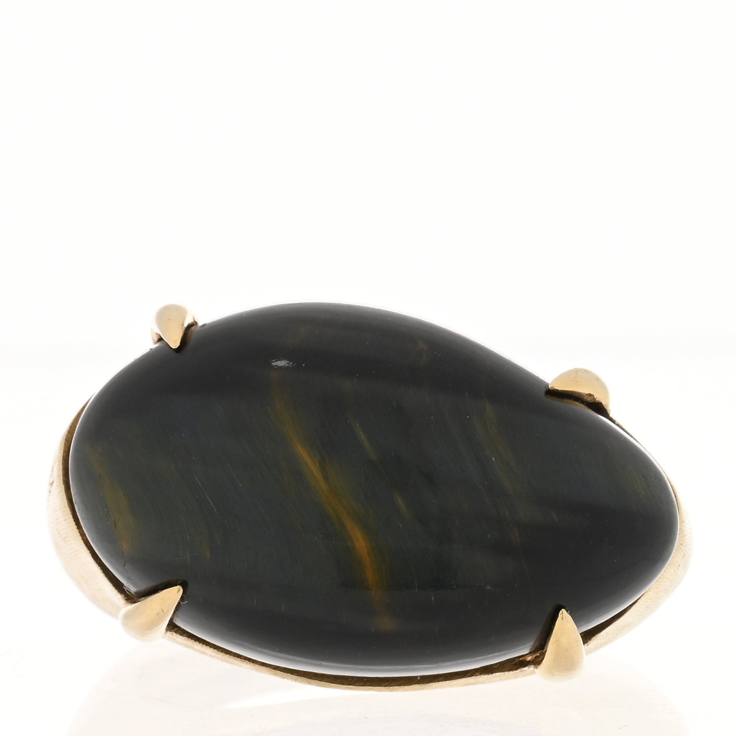 18K Yellow Gold Tigers Eye Cocktail Ring 52 6