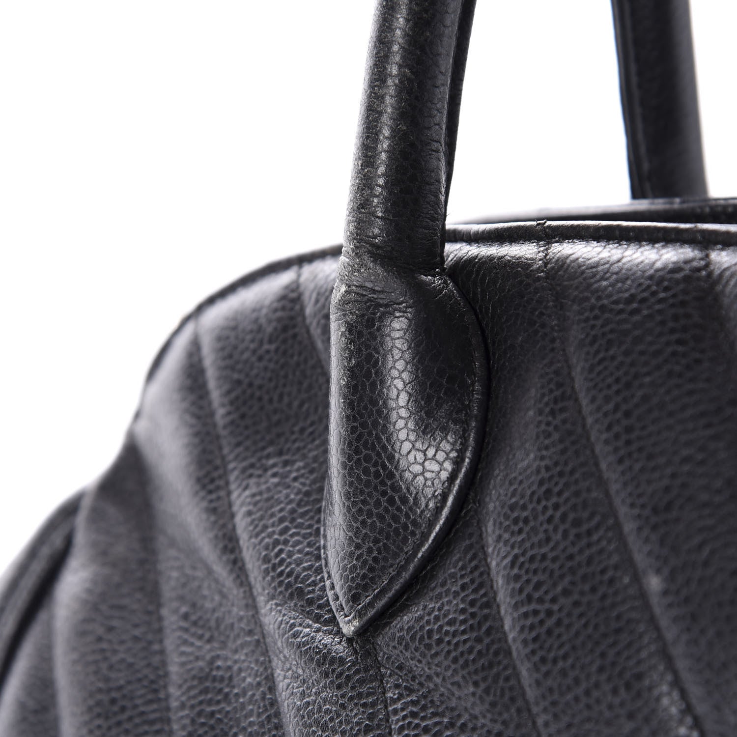 Chanel Caviar Chevron Top Handle Bag Black 12 of 17