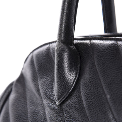 Chanel Caviar Chevron Top Handle Bag Black 12 of 17