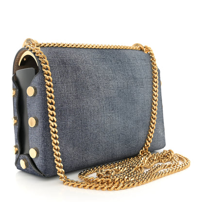 Jimmy Choo Denim Calfskin Lockett Petite Shoulder Bag Light Indigo 3 of 12