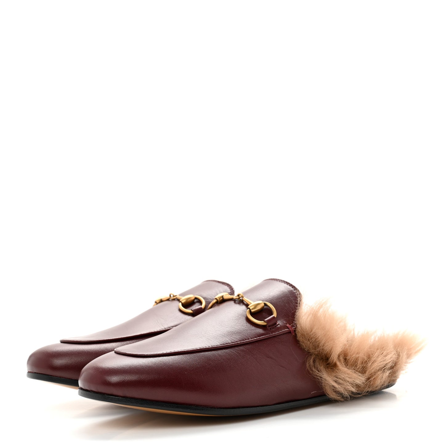 Malaga Kid Fur Womens Princetown Slippers 37 Vintage Bordeaux Naturale