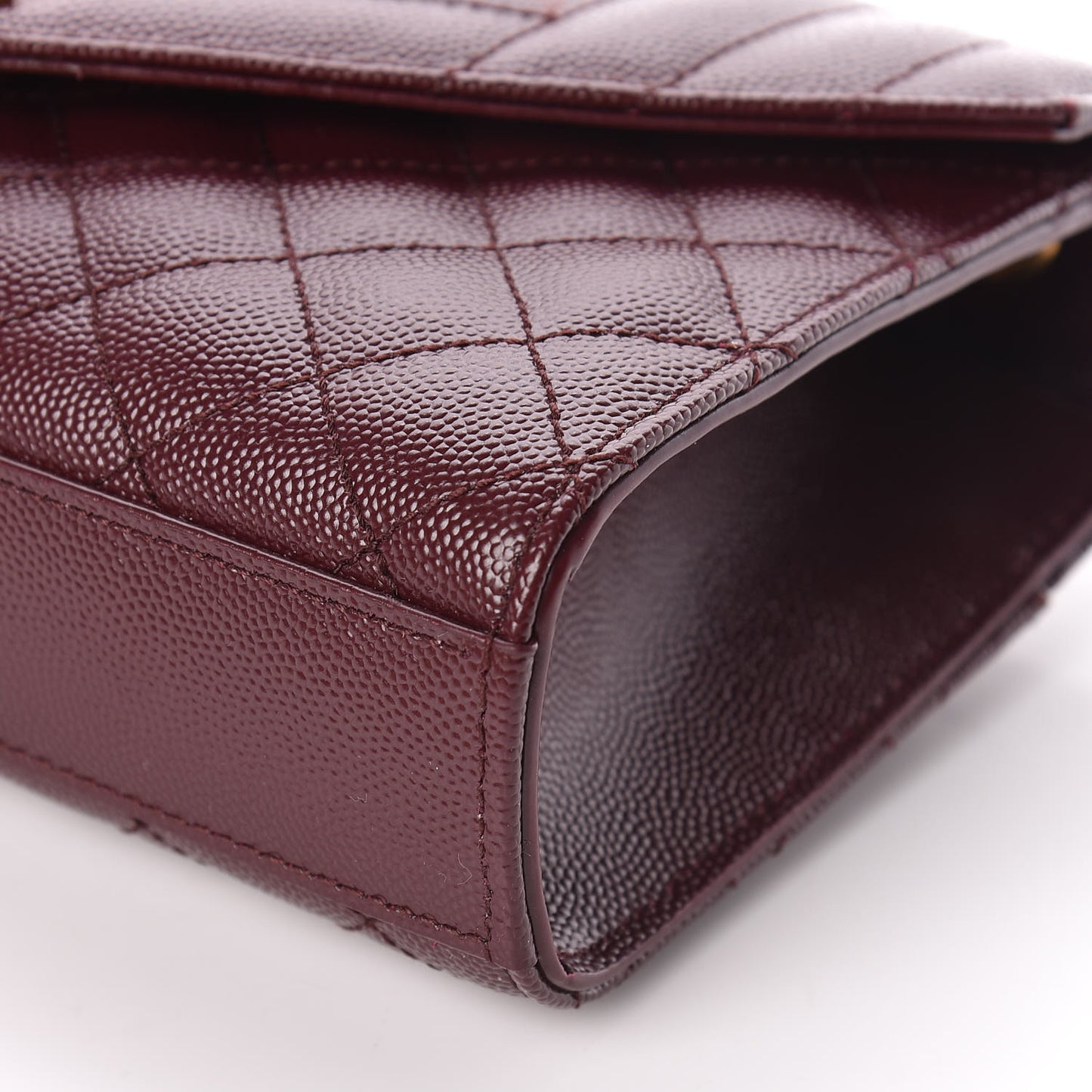 Grain De Poudre Textured Mixed Matelasse Triquilt Small Monogram Satchel Burgundy