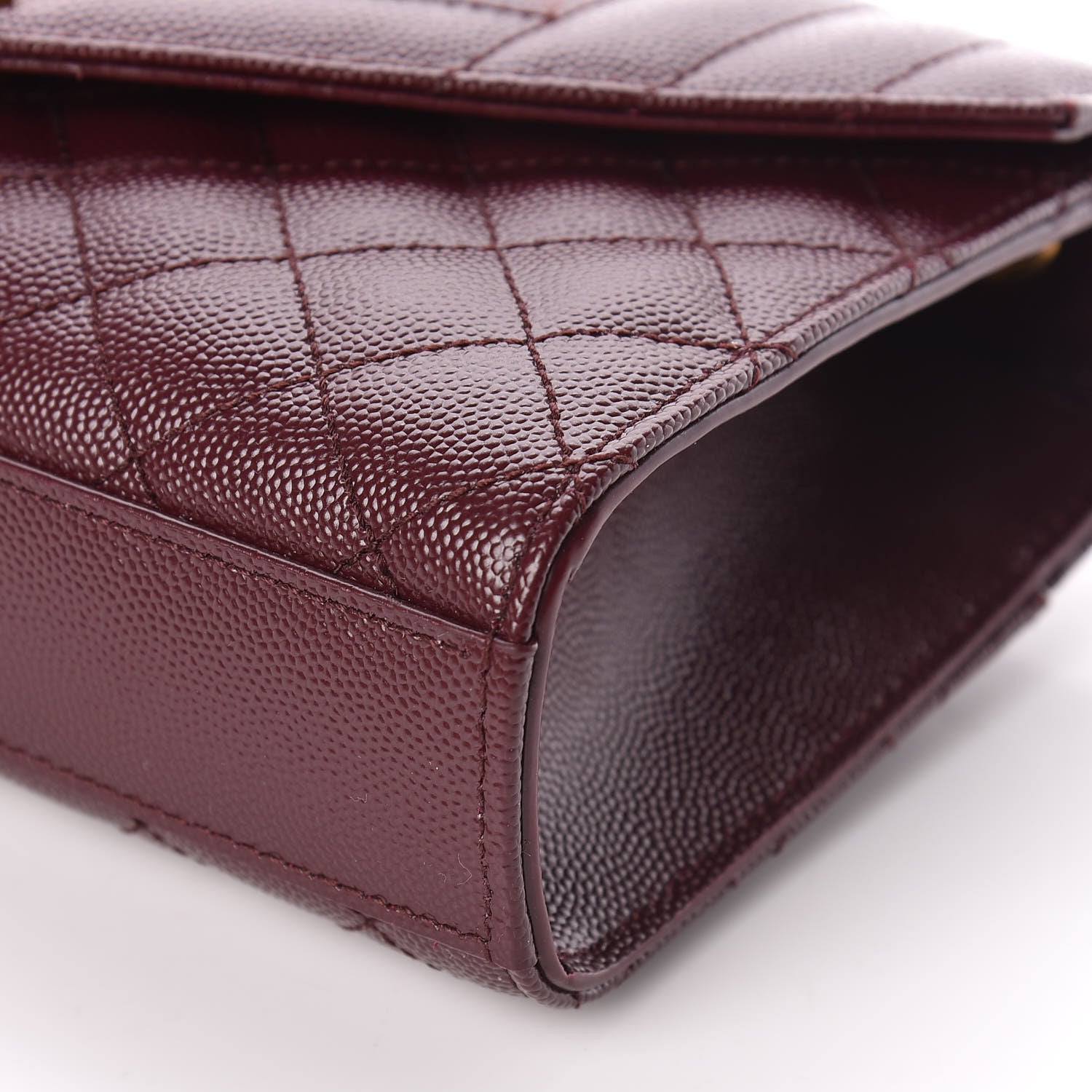 Saint Laurent Grain De Poudre Textured Mixed Matelasse Triquilt Small Monogram Satchel Burgundy 8 of 8