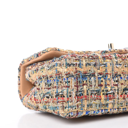 Chanel Tweed Quilted Mini Rectangular Flap Gold Blue 5 of 10