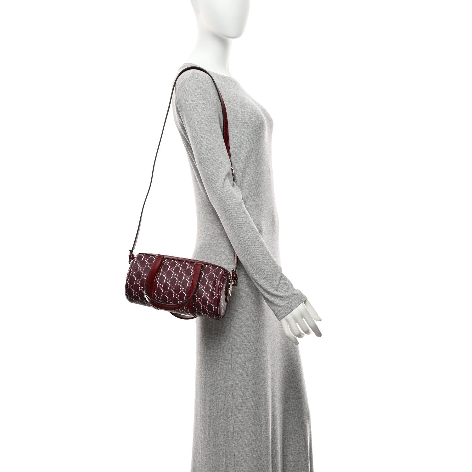 Gucci GG Shadow Monogram Ophidia Top Handle Bowler Bag  Rosso Ancora Red 2 of 10