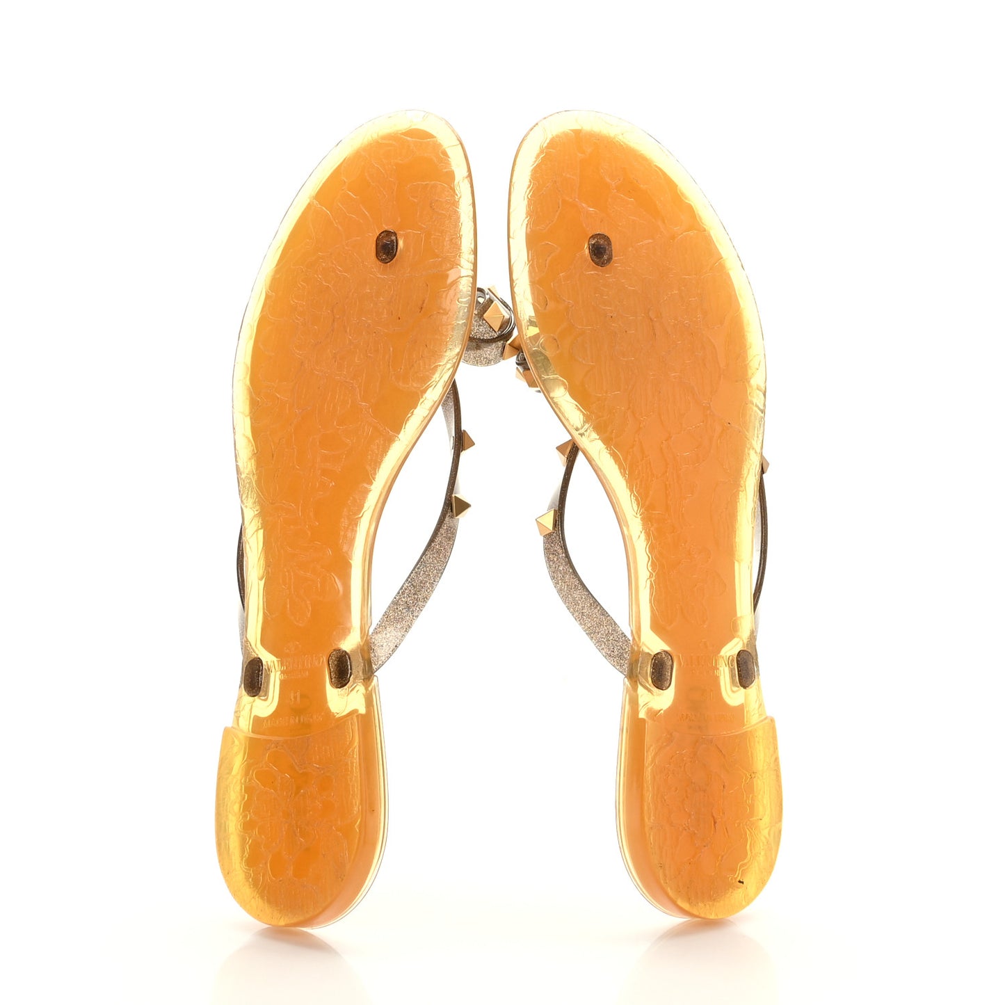 PVC Jelly Glitter Rockstud Bow Thong Sandals 41 Oro