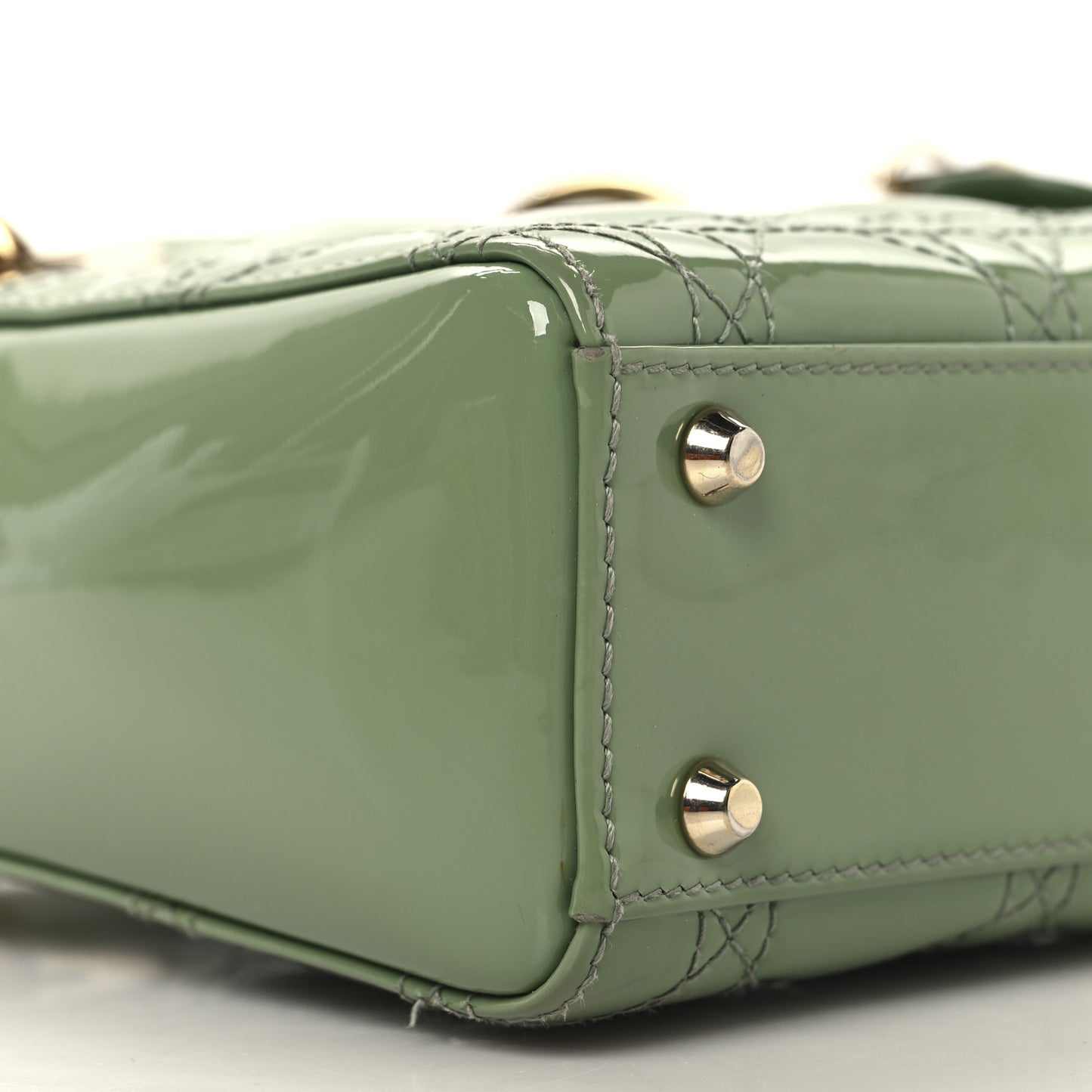 Patent Cannage Mini Lady Dior Mint Green