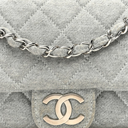 Chanel Metallic Jersey Quilted Medium Single Flap Grey 8 of 10