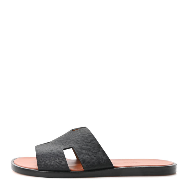 Hermes Epsom Mens Izmir Sandals 42 Black Brique 1889763 – FASHIONPHILE