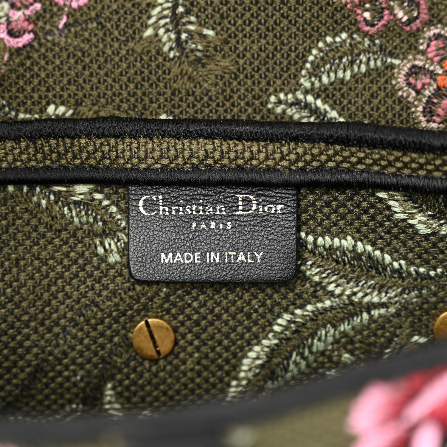 Christian Dior Canvas Embroidered Petites Fleurs Saddle Bag Green Multicolor 6 of 12