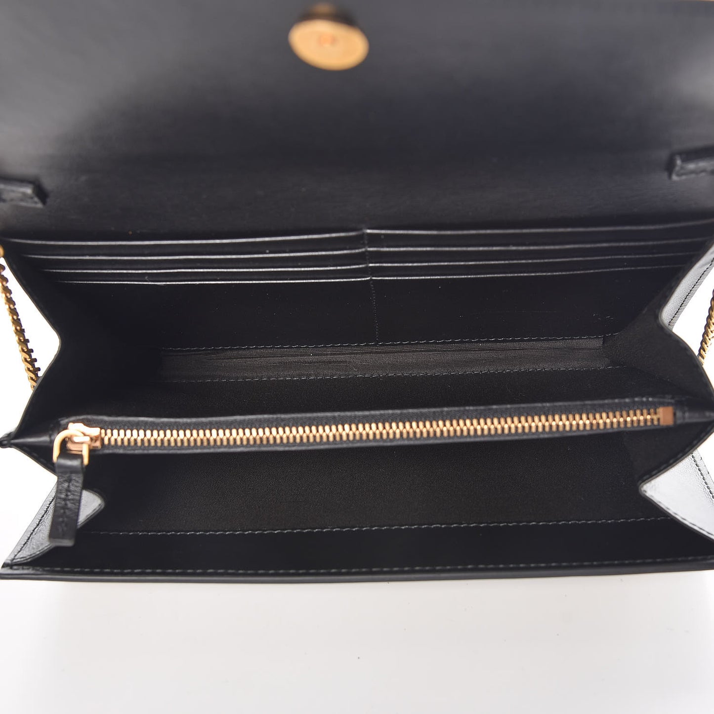 Calfskin 90's Vintage Logo Chain Evening Bag Black