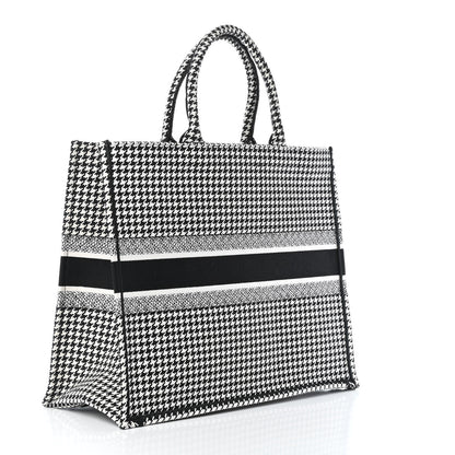 Christian Dior Canvas Houndstooth Embroidered Book Tote Black White 2 of 4