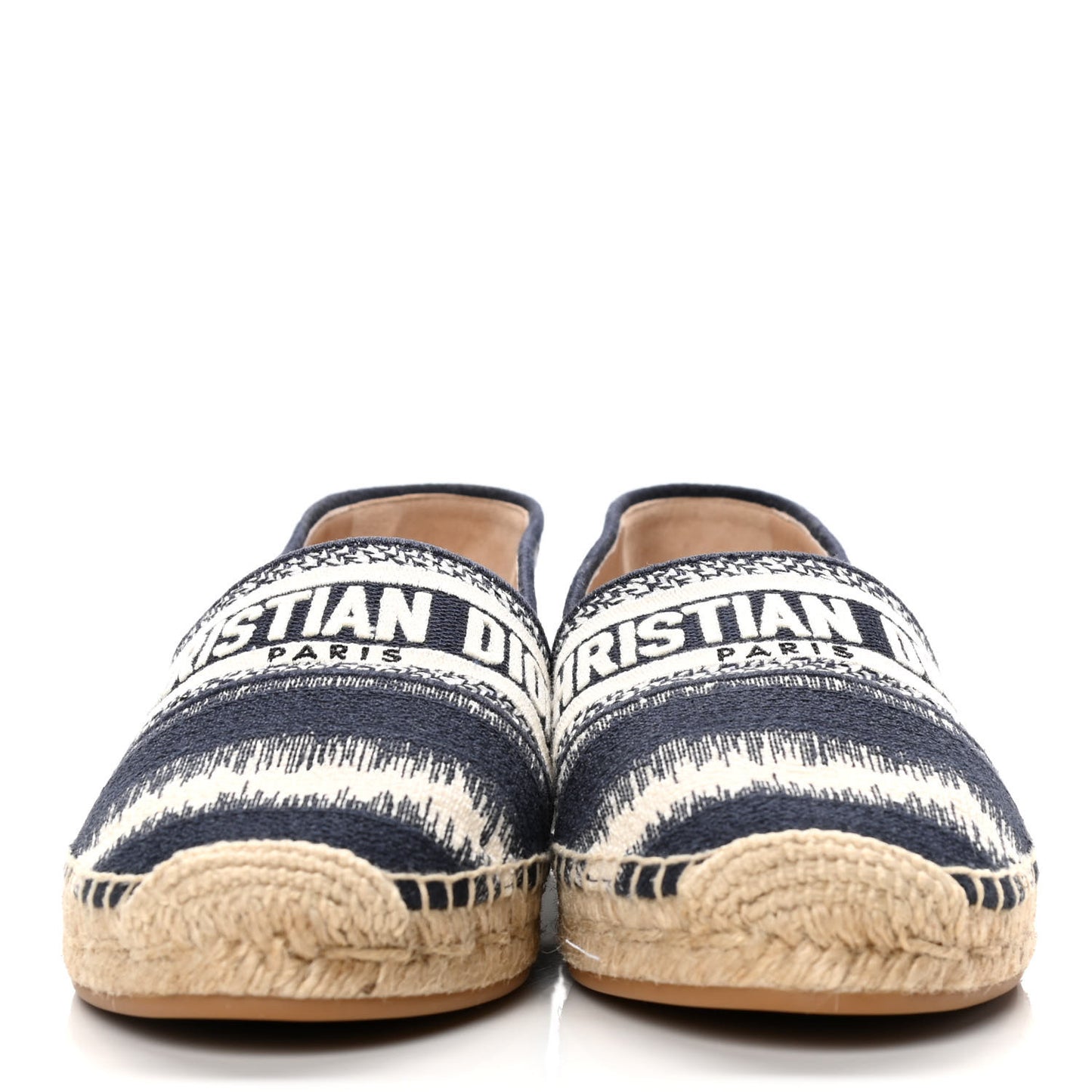 Cotton D-Stripes Embroidered Granville 15mm Espadrilles 40 Deep Blue