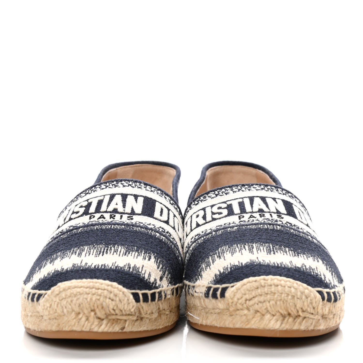 Christian Dior Cotton D-Stripes Embroidered Granville 15mm Espadrilles 40 Deep Blue 2 of 10
