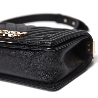 Chanel Caviar Chevron Quilted Small Boy Flap Black 11 of 12