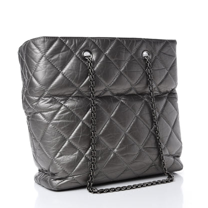 Chanel Metallic Aged Calfskin Quilted Reissue 2.55 Tote Dark Grey 3 of 15
