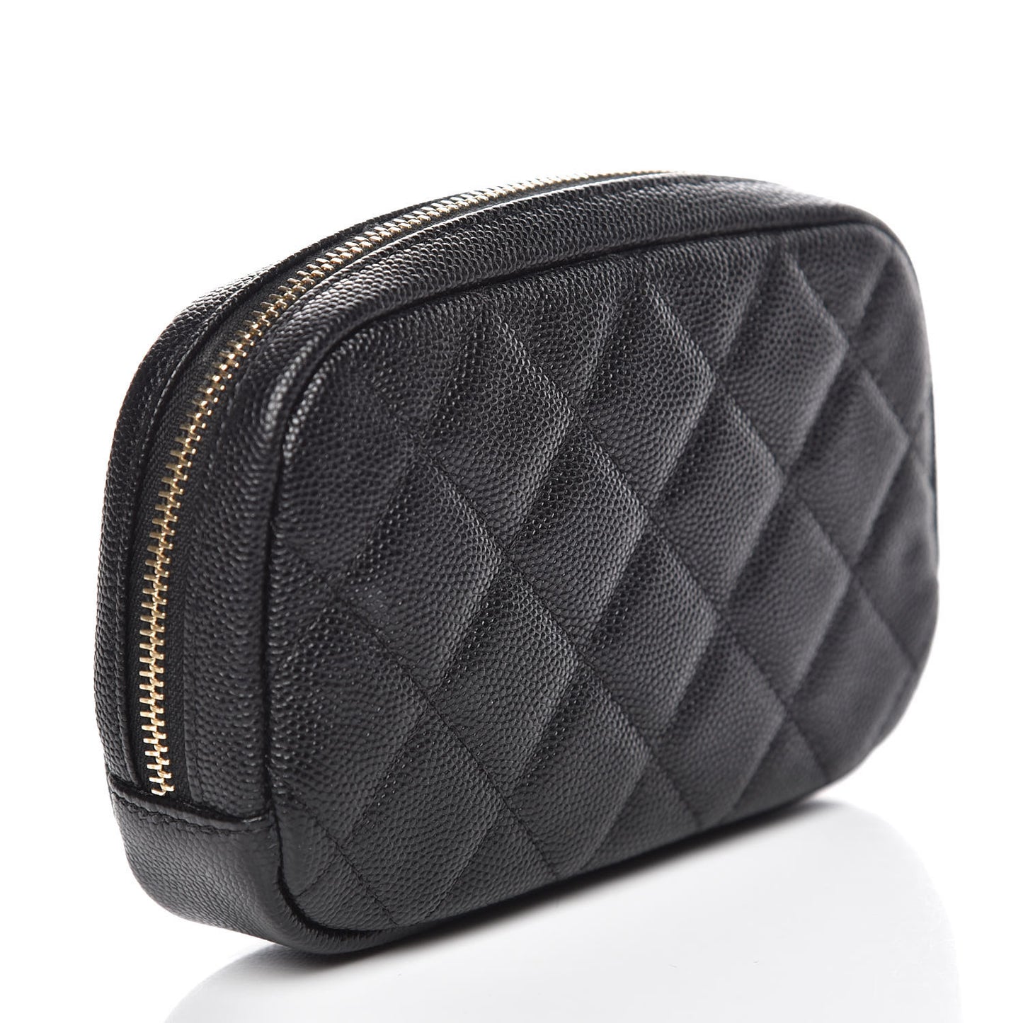 Caviar Quilted Small Curvy Pouch Cosmetic Case Black