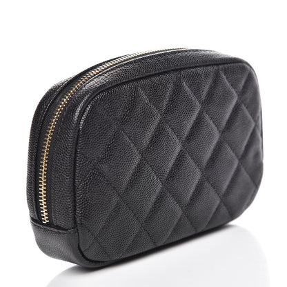 Chanel Caviar Quilted Small Curvy Pouch Cosmetic Case Black 3 of 9
