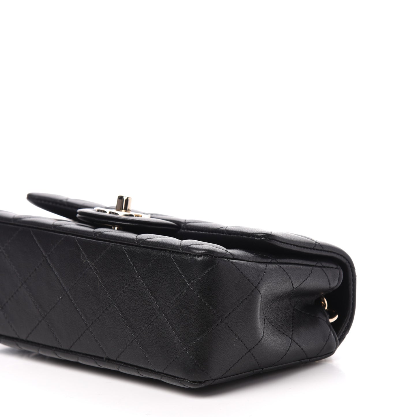 Lambskin Quilted Mini Coco Charms Rectangular Flap Black