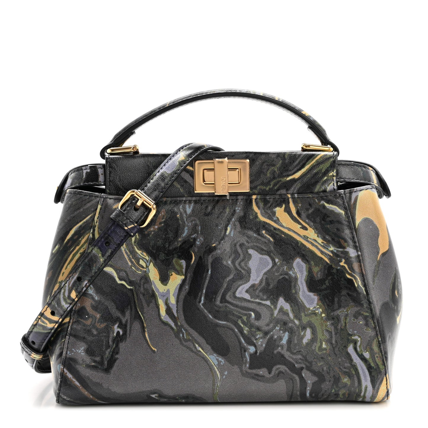 Nappa Marble Mini Peekaboo Iconic Satchel Blue Multicolor