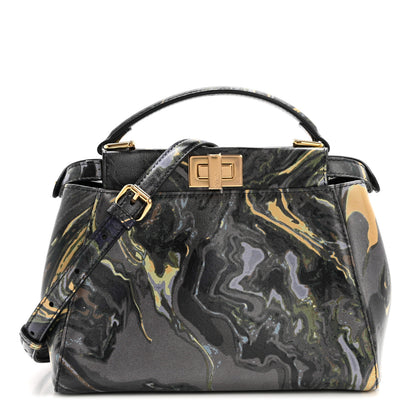 Fendi Nappa Marble Mini Peekaboo Iconic Satchel Blue Multicolor 1 of 11