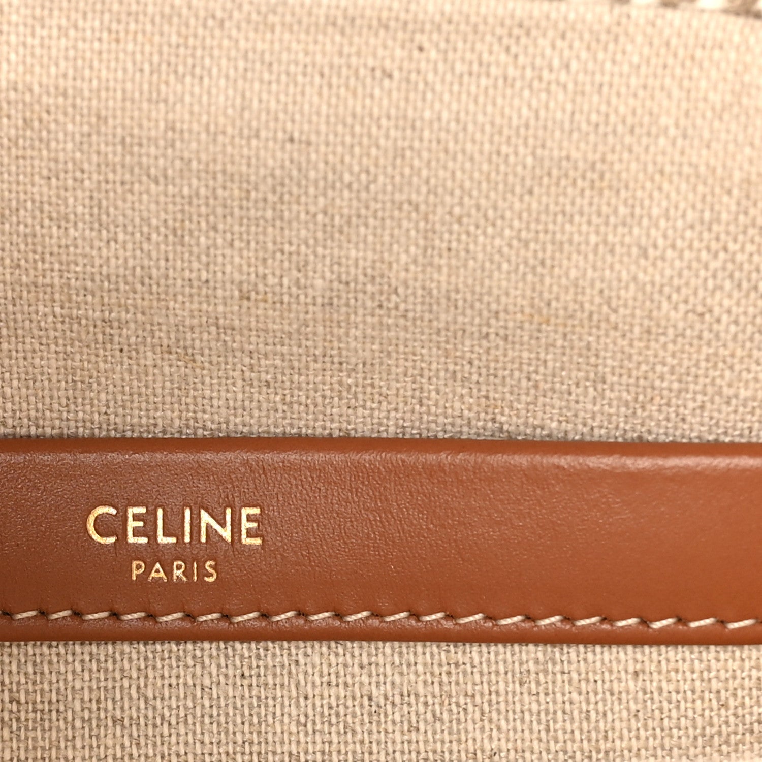 Celine Canvas Calfskin Striped Triomphe Small Cabas Beige 6 of 9