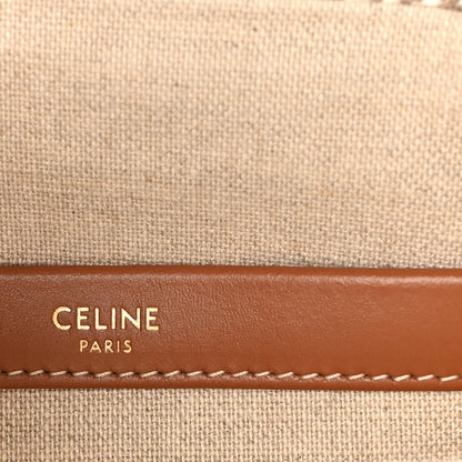 Celine Canvas Calfskin Striped Triomphe Small Cabas Beige 6 of 9