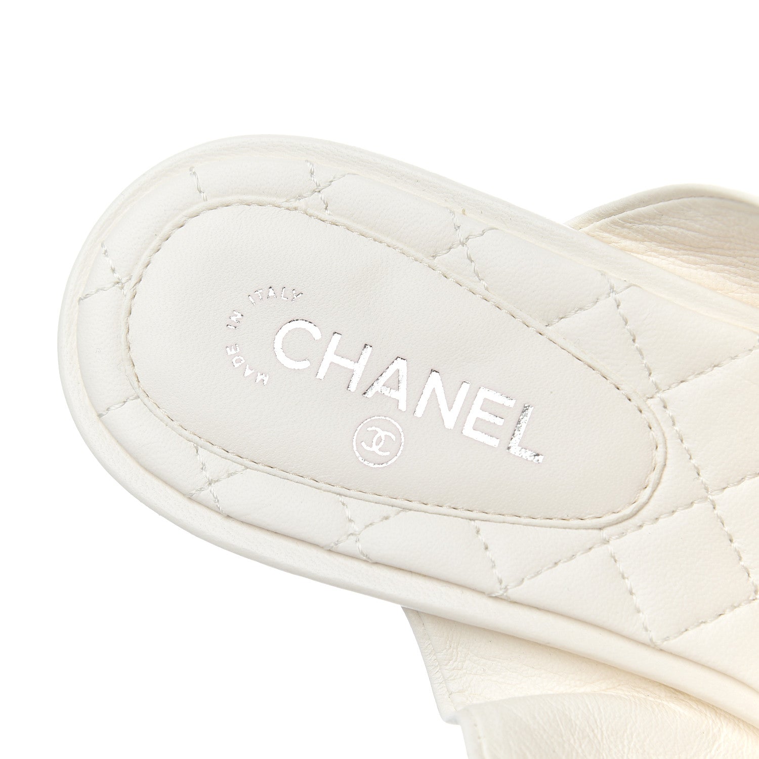 Chanel Lambskin Pearl Bow CC Flat Sandals 38 White 6 of 17