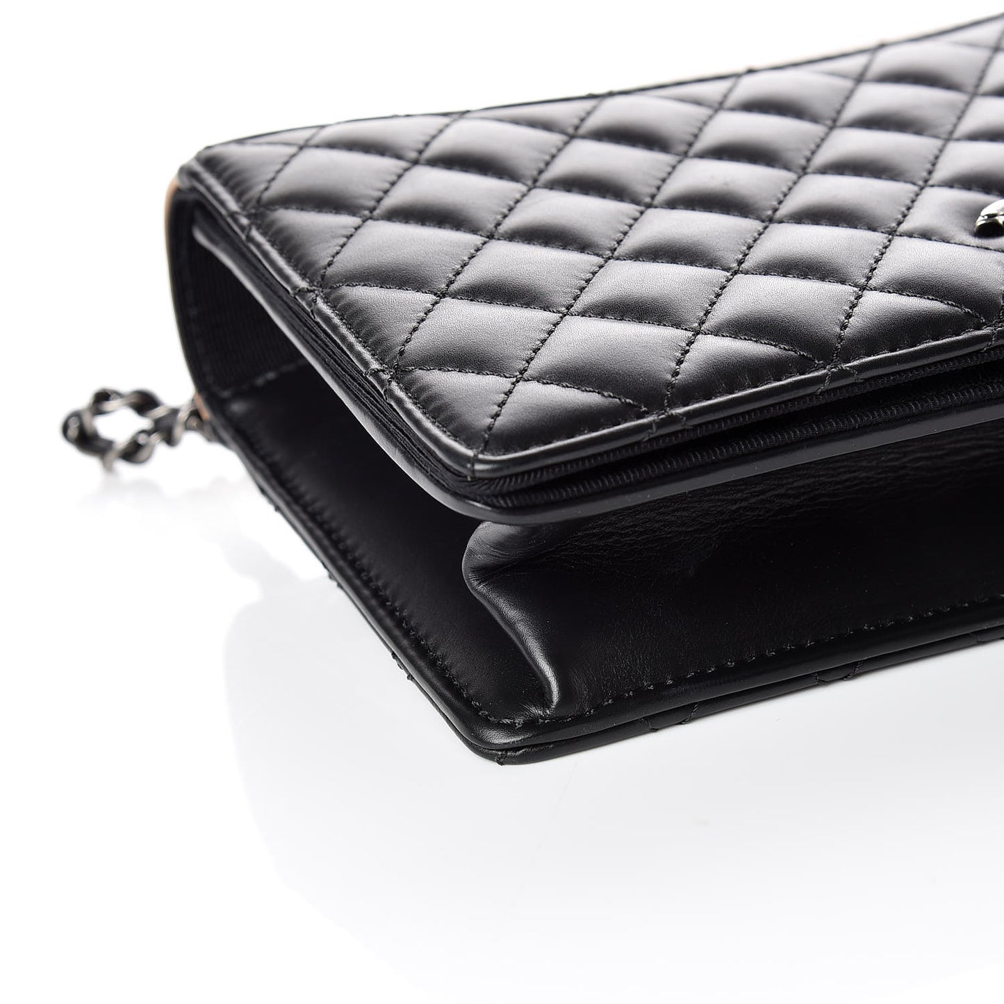 Calfskin Quilted Small Ballerine Flap Black Beige
