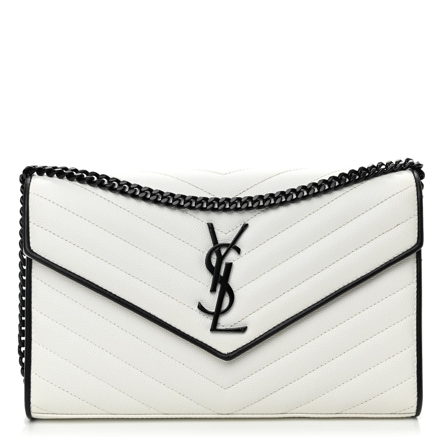 Grain De Poudre Matelasse Monogram Chain Wallet White Black