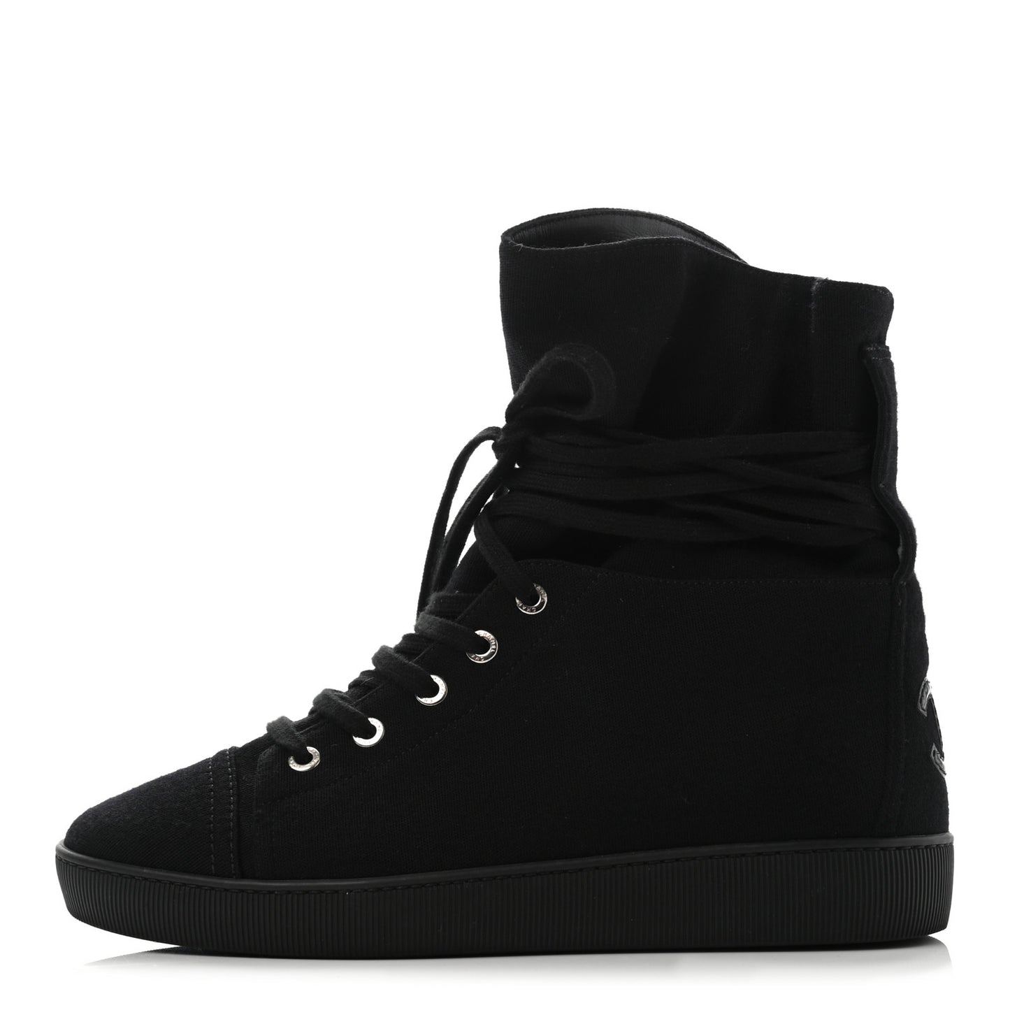 Jersey Lace Up High Top Sneakers 38.5 Black