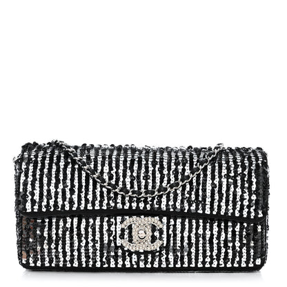 Chanel Sequin Quilted Pearl CC Flap Clutch Black 1 of 11