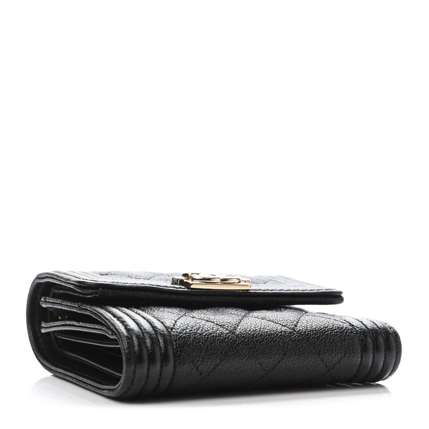 Caviar Quilted Compact Boy Wallet Black