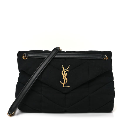 Saint Laurent Wool Jersey Quilted Medium Loulou Puffer Monogram Chain Black 1 of 9