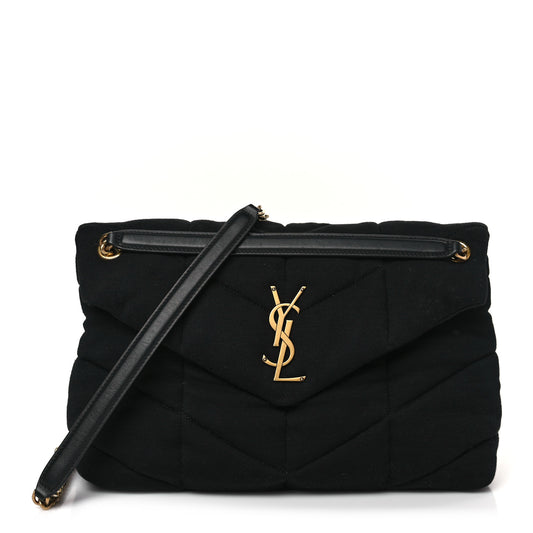 Wool Jersey Quilted Medium Loulou Puffer Monogram Chain Black