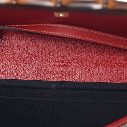 Gucci Monogram Bamboo Bar Clutch Navy Red 6 of 12