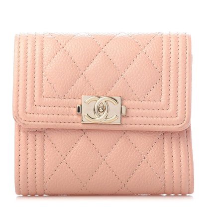 Chanel Caviar Quilted Boy Compact Wallet Rose Clair 1 of 7