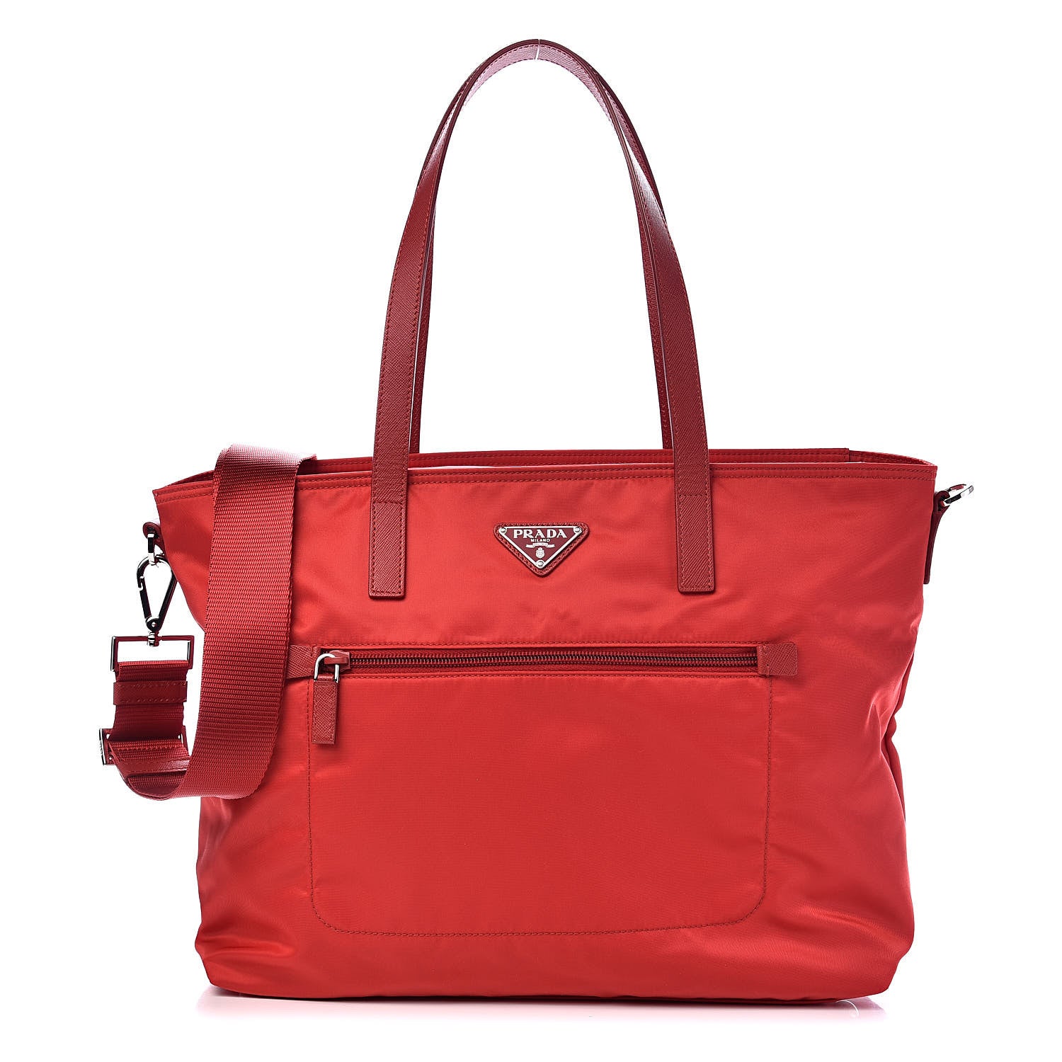 Prada Tessuto Nylon Saffiano Shoulder Bag Rosso 1 of 10
