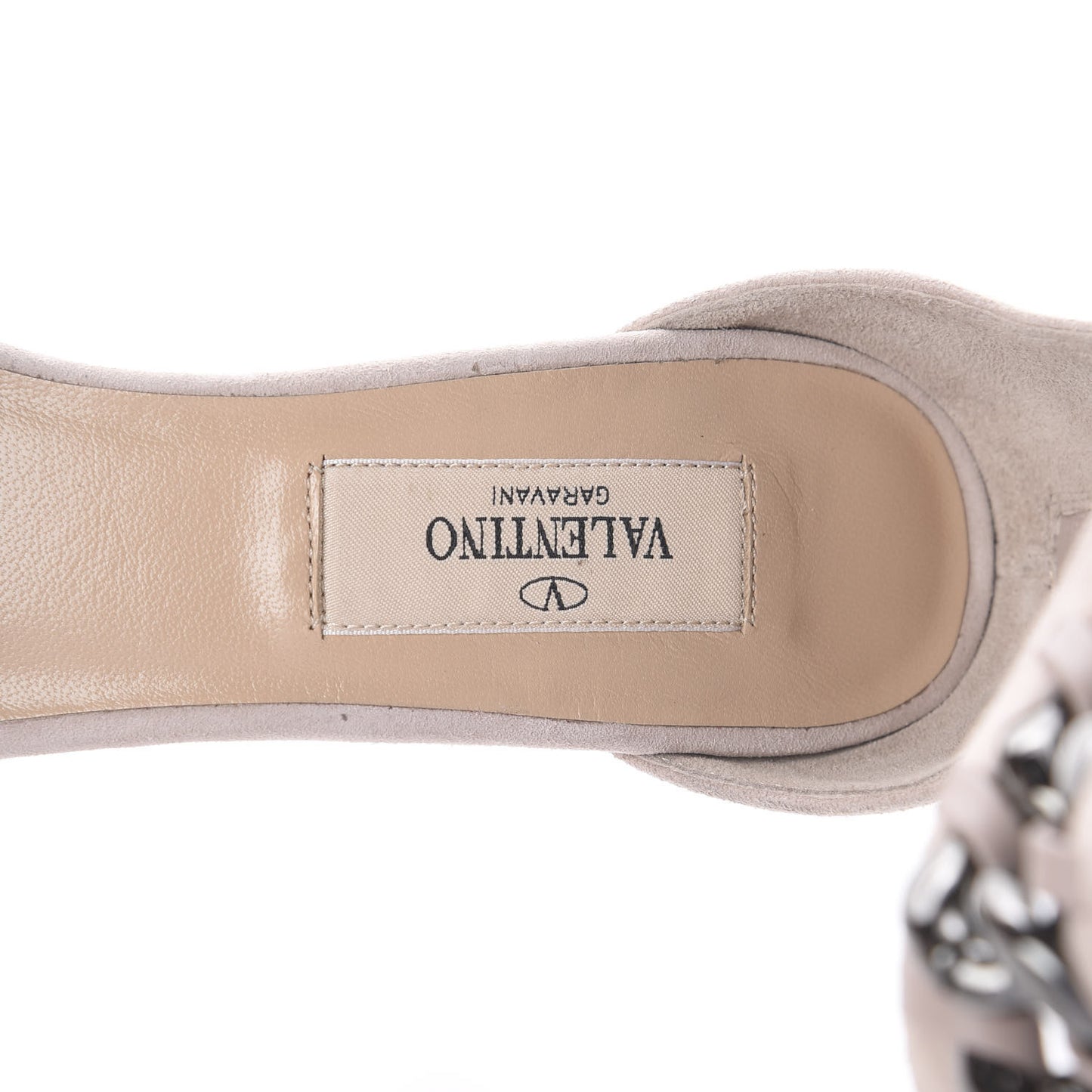 Suede Chain Ankle Strap 90mm Sandals 36 Poudre