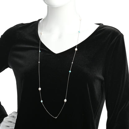 Tiffany Sterling Silver Diamond Pearl Turquoise Elsa Peretti Color By The Yard Sprinkle Necklace 2 of 4