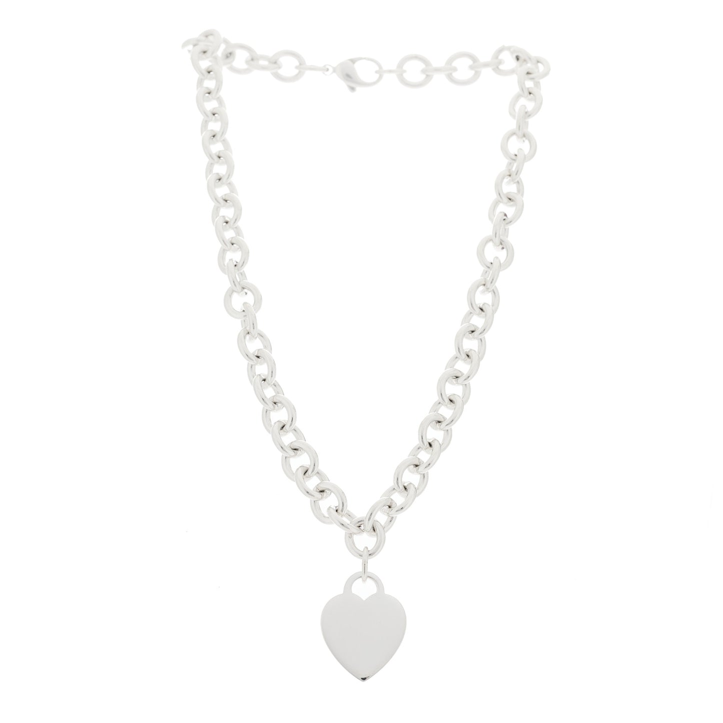 Sterling Silver Heart Tag Pendant Necklace