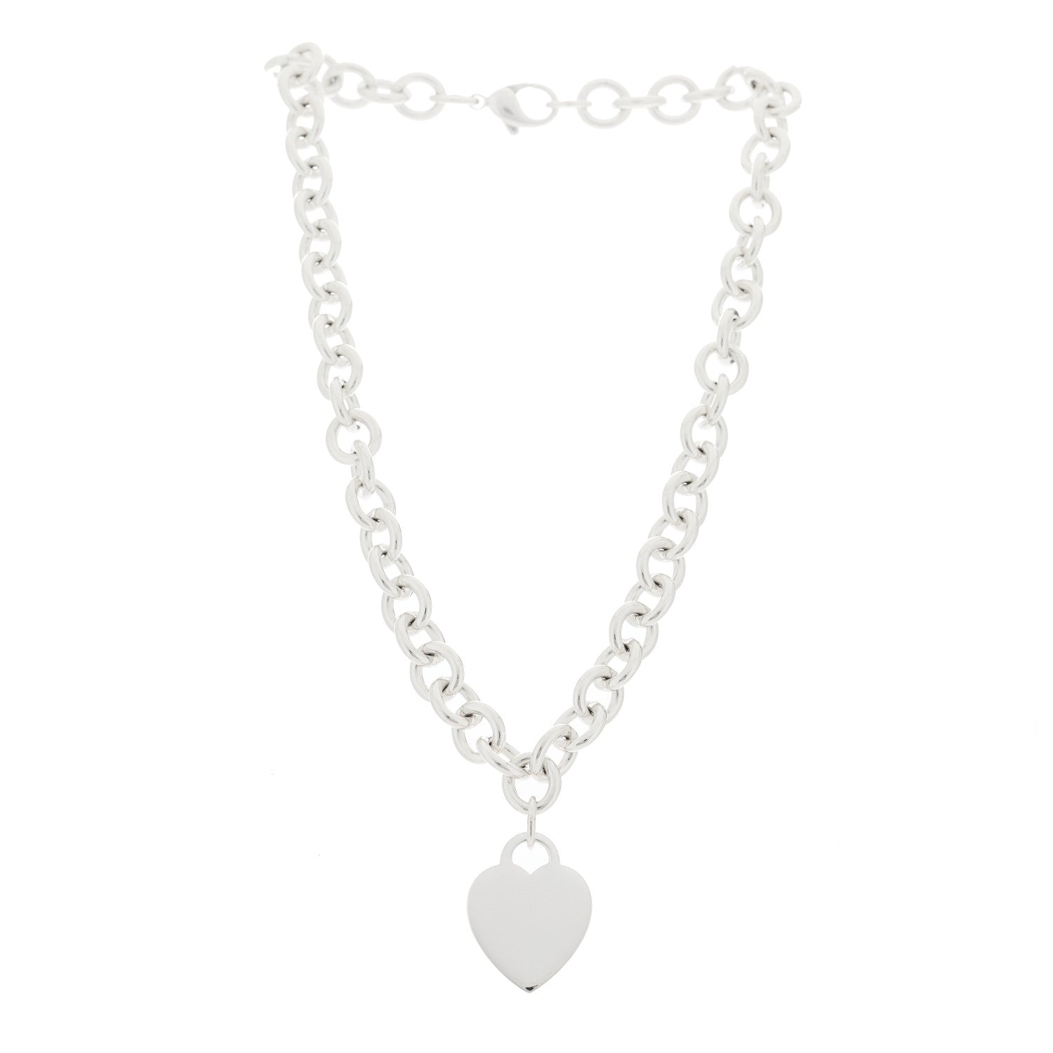 Tiffany Sterling Silver Heart Tag Pendant Necklace 3 of 5