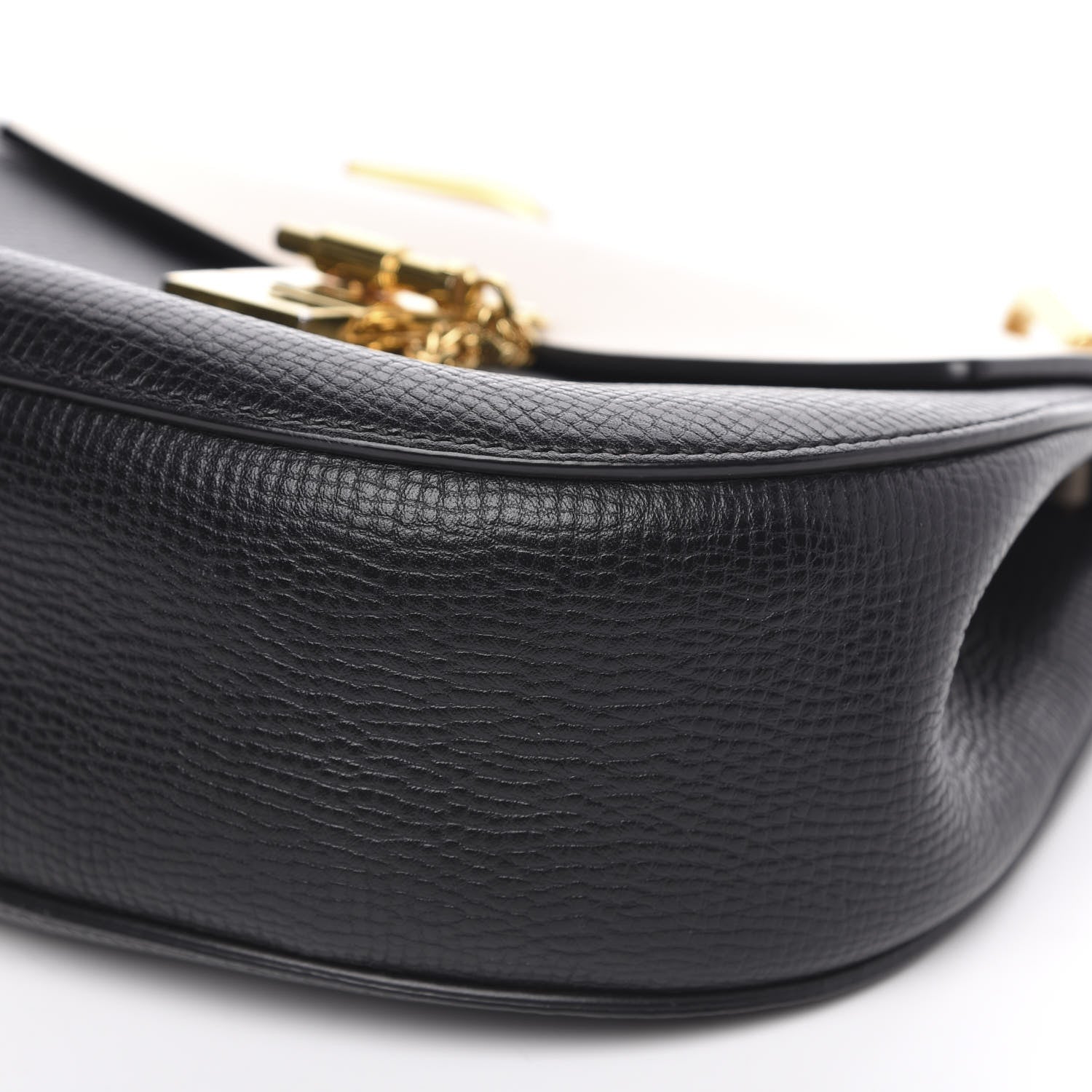 Chloe Grained Calfskin Lambskin Bi-Color Drew Shoulder Bag Black Powder Beige 8 of 12
