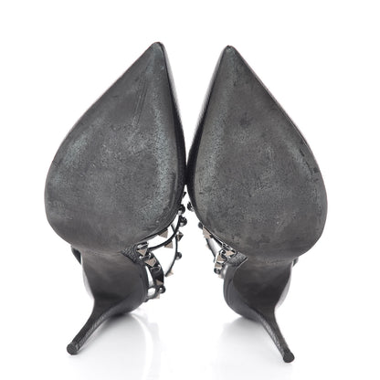 Valentino Garavani Pebbled Calfskin Onyx Rockstud Rolling Ankle Strap 100mm Pumps 41 Black 7 of 11