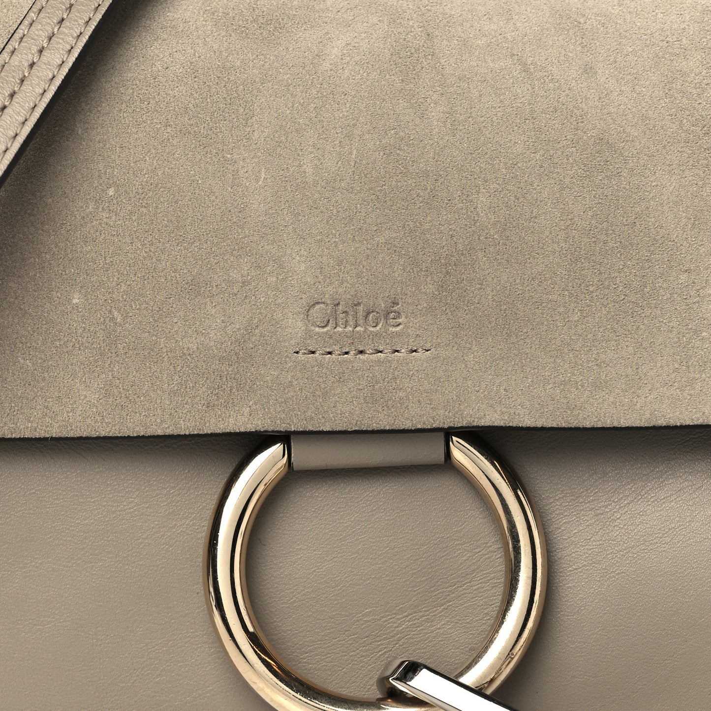 Suede Calfskin Small Faye Shoulder Bag Motty Grey