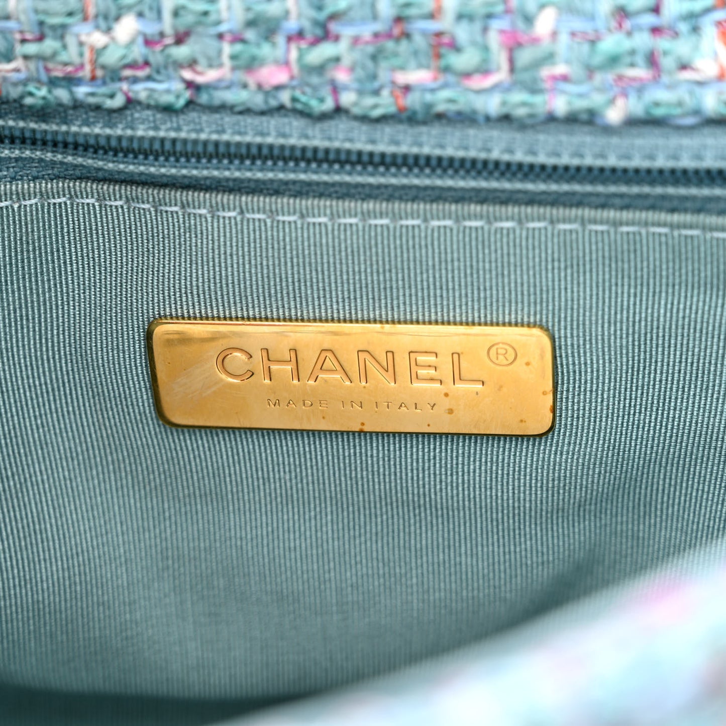 Tweed Quilted Medium Chanel 19 Flap Blue Multicolor