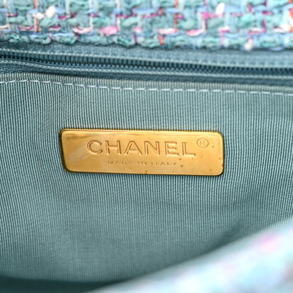 Chanel Tweed Quilted Medium Chanel 19 Flap Blue Multicolor 6 of 10