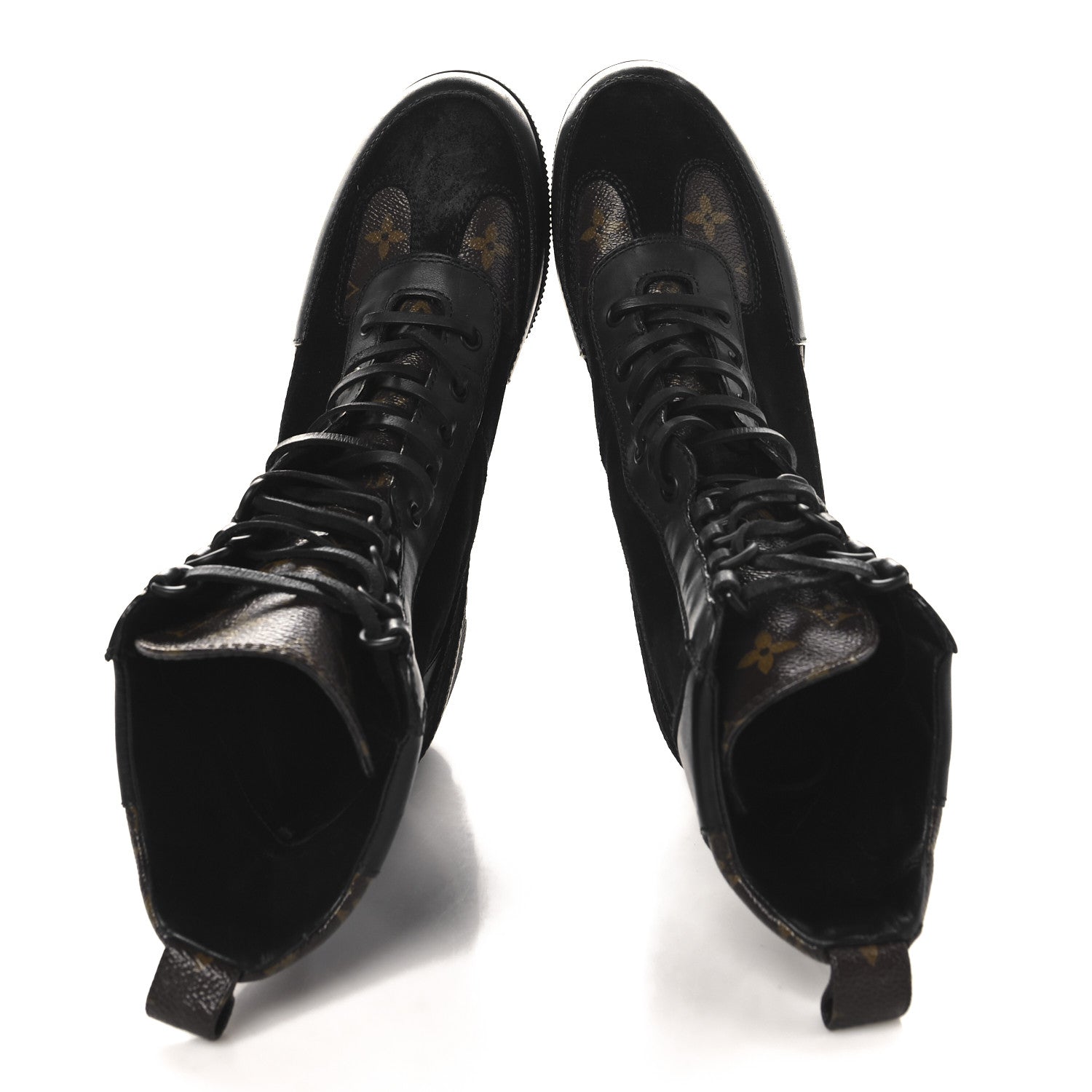 Louis Vuitton Suede Calfskin Monogram Laureate Platform Desert Boots 40 Black 2 of 9