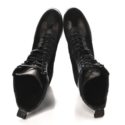 Louis Vuitton Suede Calfskin Monogram Laureate Platform Desert Boots 40 Black 2 of 9