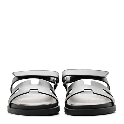 Hermes Calfskin Womens Chypre Sandals 40.5 Black 2 of 9
